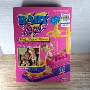 VINTAGE GALOOB BABY FACE MAGIC DIAPER BABIES  TUB &  SHOWER SET NIB NOS 38090 - Picture 1 of 8