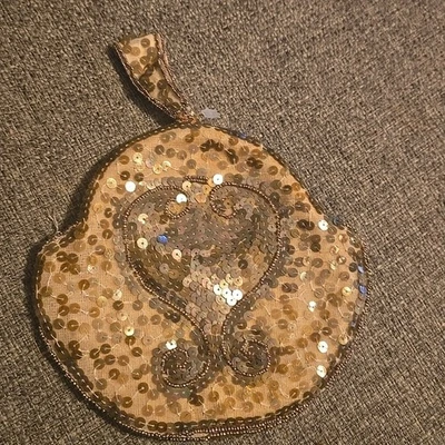 BOLSO CLUTCH ART DECO VINTAGE AÑOS 20 Bélgica Cartera con Cuentas Doradas Lentejuelas Glamurosas Foto 1 de 4