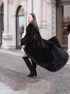 The Raven Waltz – NAFA Black Female Mink Full 94" Sweep Coat Fast Shipping - Picture 1 of 24