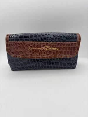 Бумажник-клатч Samantha коричневый с тиснением под крокодила искусственная кожа 2-цветный синий и коричневый - Изображение 1 из 4