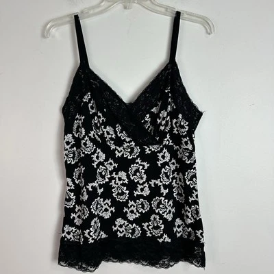 Y2K Babydoll Tank Top Dark Fairy Floral L Whimsigoth Lace Soft Romantic Girl - Image 1 of 4