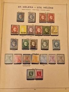 St Helena Stamp Accumulation on Ancient Schaubek Pages - Picture 1 of 5