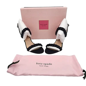 Sandalias Kate Spade 8.5 B Azafrán Gruesas Correa de Cuero Trenzado Punta Redonda Stiletto - Imagen 1 de 9