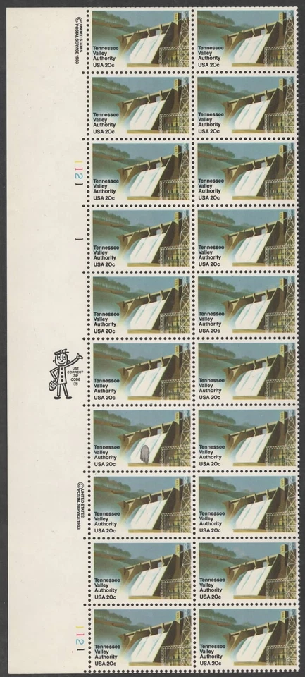 US Scott #2042 "Tennessee Valley Authority" Plate block of 20, MNH - Image 1 of 1