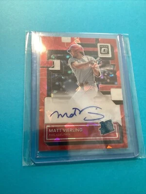 2022 Donruss Matt Vierling Optic Red Cracked Ice FOTL Rated Rookie Auto /25 - Image 1 of 2