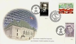 HNLP Hideaki Nakano 3946 Thurgood Marshall on Canada Supreme Court FDC - Picture 1 of 2