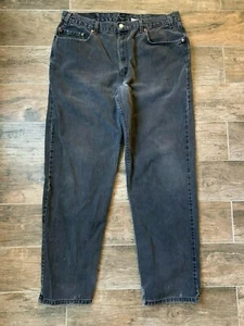 Levi's 40 x 32 550 Straight Leg Wash Denim Jeans Ribbed Grunge Work Dark Black - Picture 1 of 12