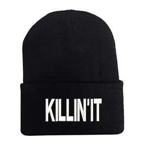 KILLIN IT KILLIN' IT BEANIE MÜTZE (SCHWARZ MIT WEISSEM LOGO) - Bild 1 von 1