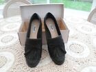 CLARKS BLACK 'BUSBY LOLA' LEATHER FRINGE/TASSEL  CLASSIC  LOAFERS  SIZE  6 D