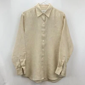 Liz Claiborne Lizsport Women’s S Beige 100% Linen LS Button Up Tunic Shirt Top - Picture 1 of 4