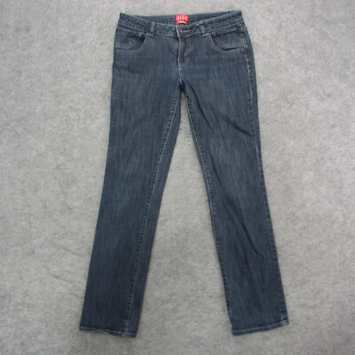 Pantalones de mezclilla para mujer Elle Jeans 6 azules lavado medio pierna recta Foto 1 de 4