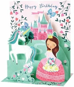 Princess and Unicorn Birthday Greeting Card 3D Pop Up with Sound Effects - Picture 1 of 1