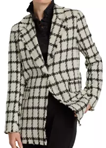 Ellen Tracy Blazer Women's Small Black & White Checkered Boucle Coat, Jacket - Picture 1 of 13