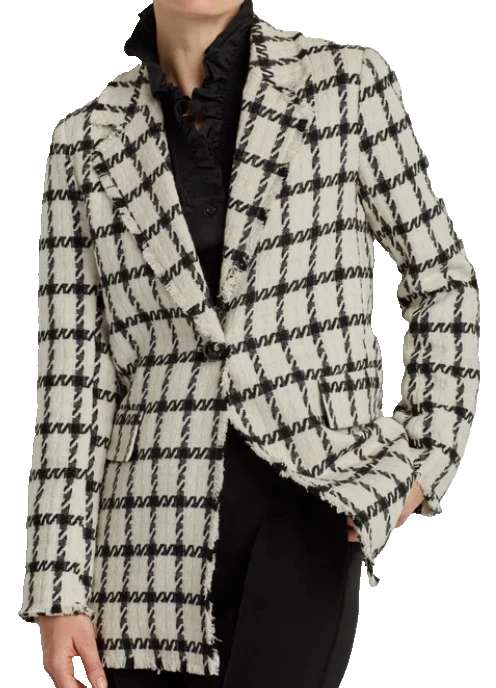 Ellen Tracy Blazer Women's Small Black & White Checkered Boucle Coat, Jacket - Image 1 of 4
