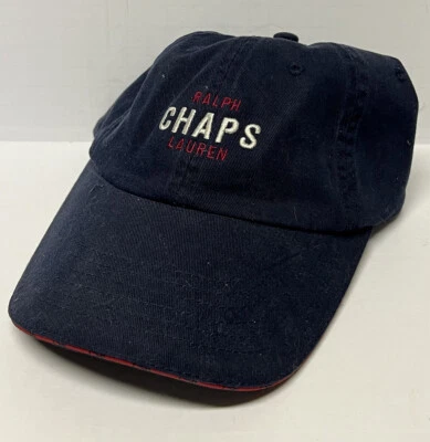 Gorra Ralph Lauren Chaps Estilo Vintage Azul Marino Ajustable Espalda Monograma Borde Hombres Sombrero Foto 1 de 4