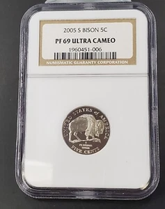 2005 S Bison Buffalo 5c Nickel Commemorative NGC PF69 Ultra Cameo #006 - Picture 1 of 4