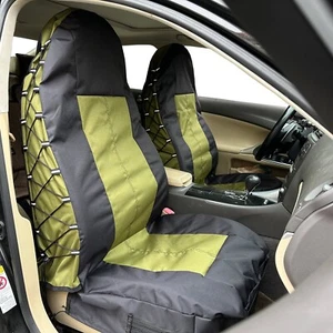 For Jeep Wrangler 1990-ON Car Front Seat Covers Black Army Green Canvas 2PCS - Picture 1 of 10