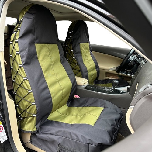 For Honda Civic Car Front Seat Covers Black Army Green Canvas 2PCS