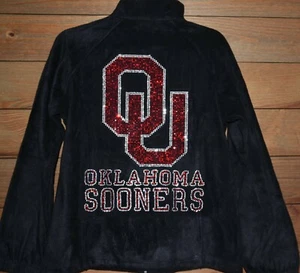 Oklahoma Sooners Strass Bling schwarz Fleecejacke XS S M L XL 2X,3X - Bild 1 von 12
