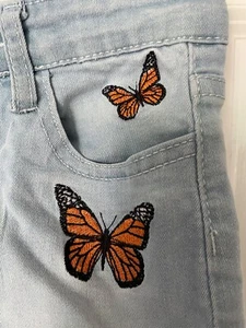 Soho Blue Denim Shorts Girls 6x Butterfly - Picture 1 of 5
