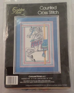 Carousel Horse Counted Cross Stitch Kit 12" X 16" 1987 Golden Bee - Picture 1 of 3