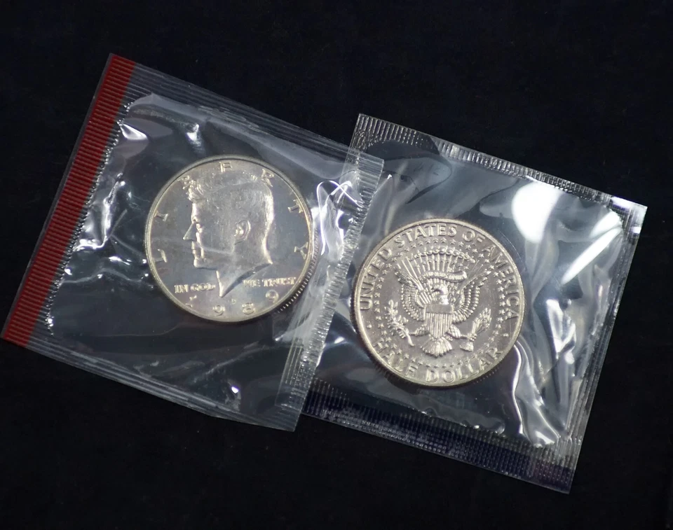 1989 P D Kennedy Half Dollars In US Mint Cello Key Date - Image 1 of 1