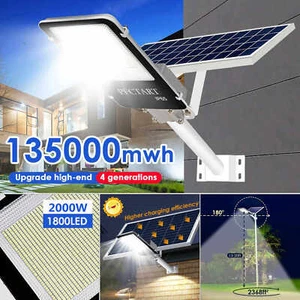 10000000LM 2000W Commercial Solar Street Light LED IP67 Dusk-Dawn Road Lamp+Pole - Picture 1 of 11