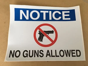 No Guns Allowed Printed Decal 11" wide by 8.5" tall 2500 - Bild 1 von 2