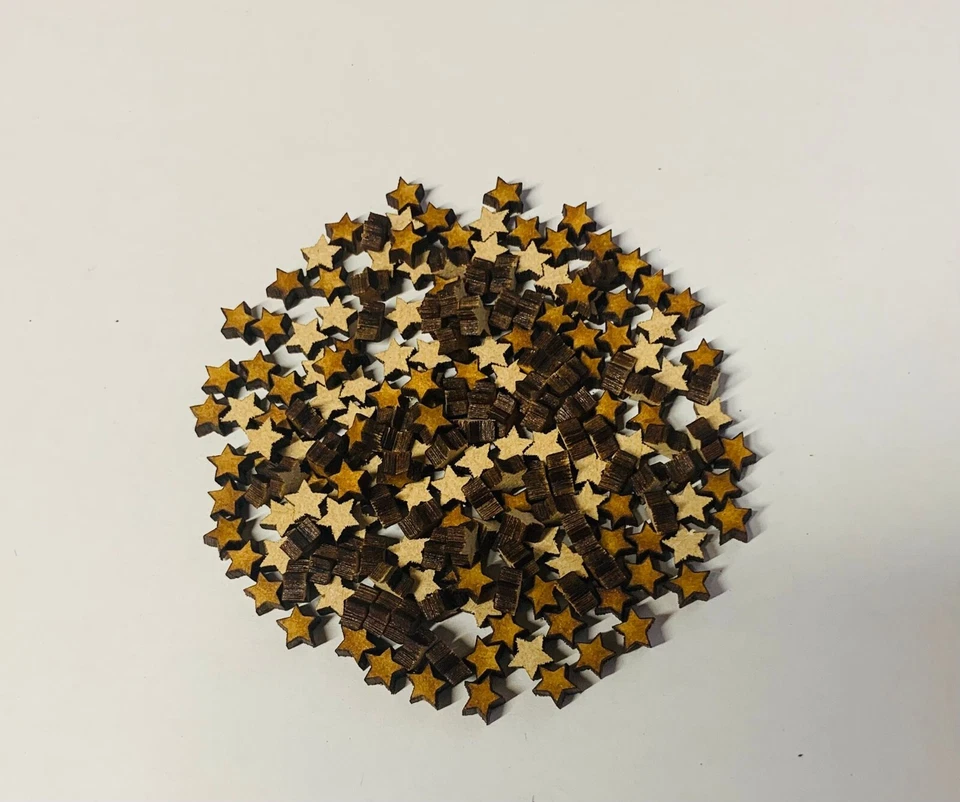 LASERKRIS Madera 100x estrellas 10mm mdf decoración artesanal corte láser en blanco 3mm grueso madera Mdf.