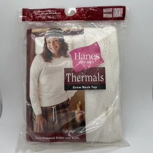 NEW! Hanes Her Way Women’s Thermal Top XL Cotton Polyester Blend - Picture 1 of 9
