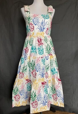 MILLY Ellery Size 8 Tiered Tropical Pineapple Print Midi Dress NWT $475 - Image 1 of 4