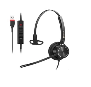 Auriculares USB con micrófono para computadora portátil PC, auriculares para computadora mono con cable. Negro - Imagen 1 de 15