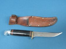 Western Boulder CO Fixed Blade Hunting Knife Stacked Leather Handle Acorn Sheath