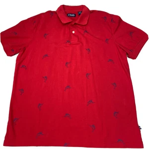 Mens Chaps Polo Shirt Size Large Red Sailfish Sword Fish Casual Short Sleeve  X6 - Picture 1 of 7