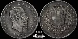 ITALIA, Vittorio Emanuele II, 5 liras 1870 M-BN, tonificado, en estado bastante bueno+ - Imagen 1 de 4