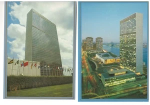 4 PREPAID Postcards United Nations Headquarters First Avenue New York NY Vintage - Picture 1 of 4