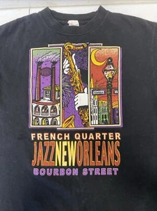 Vintage New Orleans Shirt Mens XL Black 90's French Quarter Tourist Jazz - Picture 1 of 8