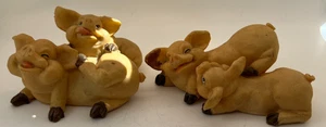 Juego de 2 estatuillas 2 cerdos resina cerdos de colección 4,5-5" de largo - Imagen 1 de 7