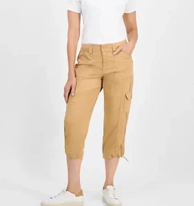 Style & Co Damen 18 Cargo Capri Hose Midrise Bungee Saum Natur Camel, A+ - Bild 1 von 6