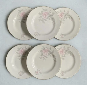 6 Vintage Pink Floral Tea/Side Plates Royal Stuart 6 Inches - Picture 1 of 7