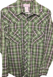 VTG Wrangler Wrancher Pearl Snap Shirt Men Medium Green Flannel Plaid Western - Picture 1 of 16
