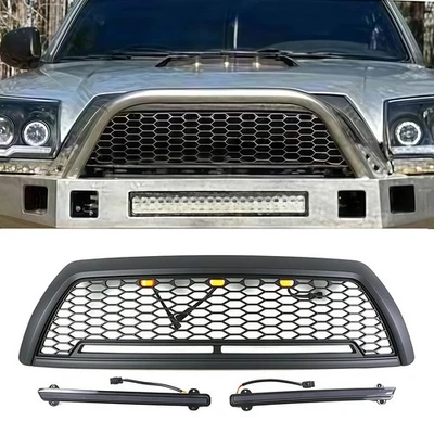 Parrilla delantera negra para Toyota 4Runner 2006-2009 parrilla de nido de abeja con luz Foto 1 de 4