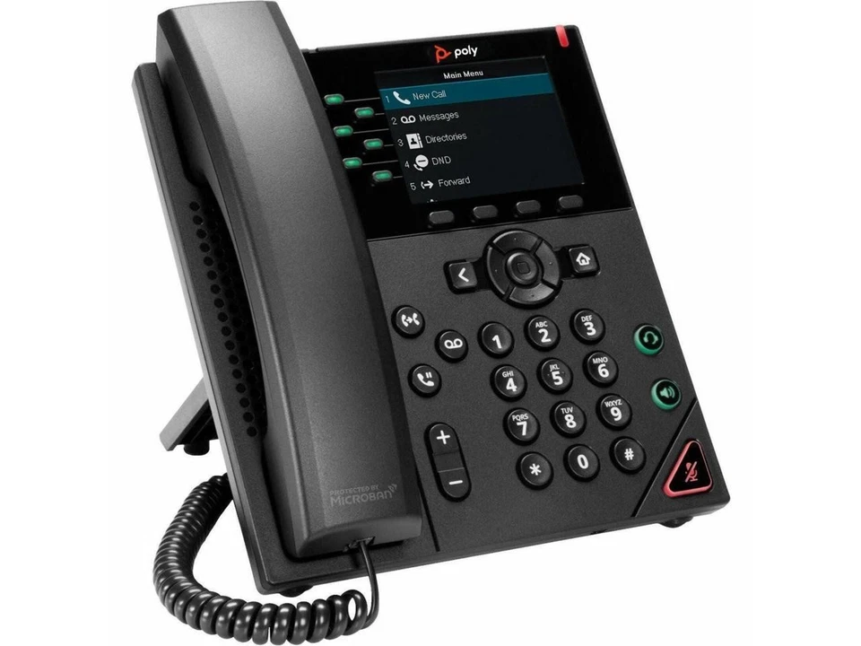 HP Poly VVX 350 IP Phone and PoE enabled, Corded Desktop Wall Mountable Phone, - Image 1 of 4