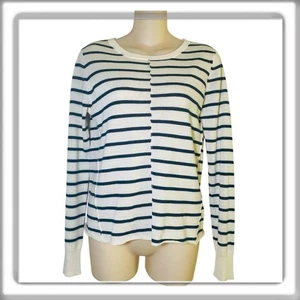 PAIGE Allie Merinowollmischung Langarm Pullover Ivory Navy Streifen Gr. XS - Bild 1 von 12