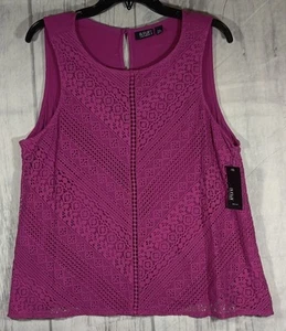 a.n.a Tank Tunic Crochet Boho - Size PXL - French Fuscia Petite Keyhole NWT - Picture 1 of 4