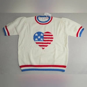 Maglione bianco cucito e visto con disegno cuore e stelle GRANDE - Foto 1 di 8