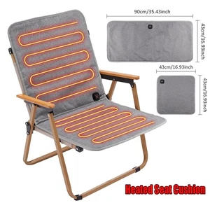 Electric Heated Seat Cushion USB Powered 3-Level Temp Adjustable Auto Shut Off - Picture 1 of 22