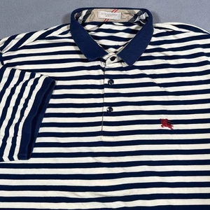 Burberry Brit Polo Shirt Mens XL Blue White Striped Logo Cotton Short Sleeve - Imagen 1 de 11