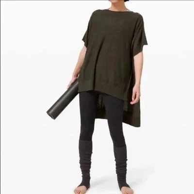 Lululemon OSFM Open Sided Green Be at Ease Poncho Knit Top Cashmere Athletic - Image 1 of 4