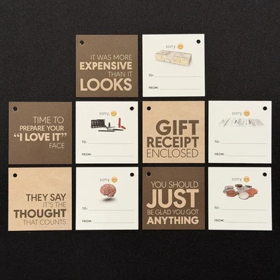 Etiquetas de presente engraçadas para aniversários, Natal, etc. / 2"x2" conjunto de 10 (x2 de cada) - Imagem 1 de 4